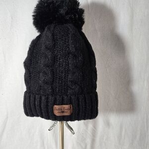 Black Cable Knit Pom-Pom Hat